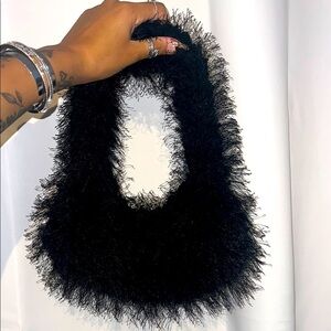 Chic Black Furry Handbag
